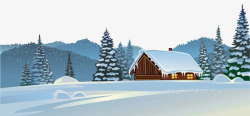 卡通冬季房屋雪景图素材
