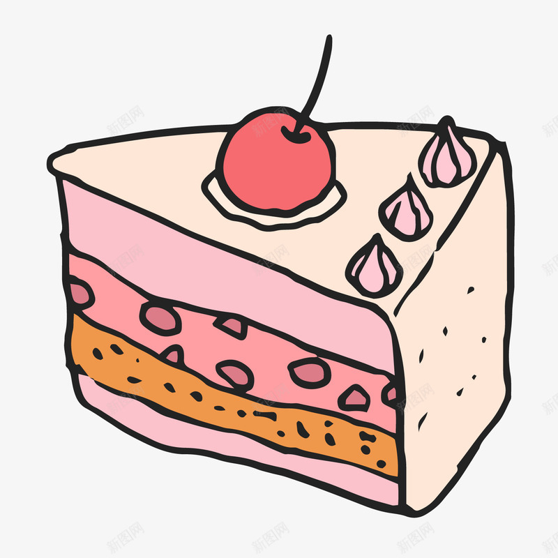 彩色手绘蛋糕食物元素矢量图ai免抠素材_88icon https://88icon.com 创意 卡通插画 彩色 手绘 樱桃 水果 纹理 美食 蛋糕 食物 矢量图