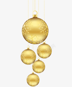 金色雪花装饰圣诞圆球素材
