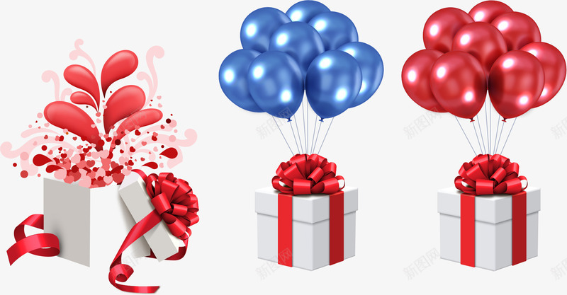 圣诞节礼盒png免抠素材_88icon https://88icon.com 圣诞节 气球 矢量礼盒 礼物 礼盒 红色礼盒