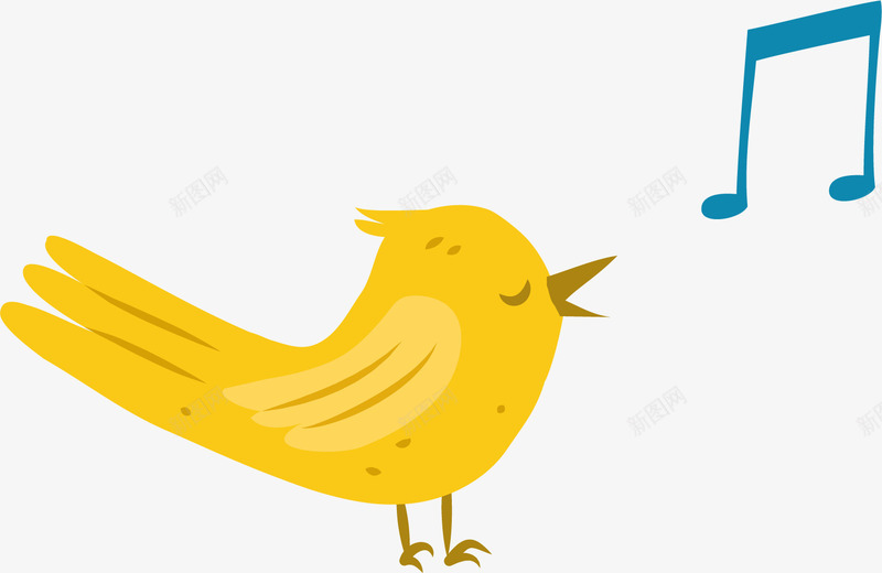 唱歌的小鸟矢量图ai免抠素材_88icon https://88icon.com 卡通 唱歌 小鸟 手绘 蓝色 音符 黄色 矢量图
