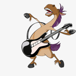 弹吉他的驴卡通素材