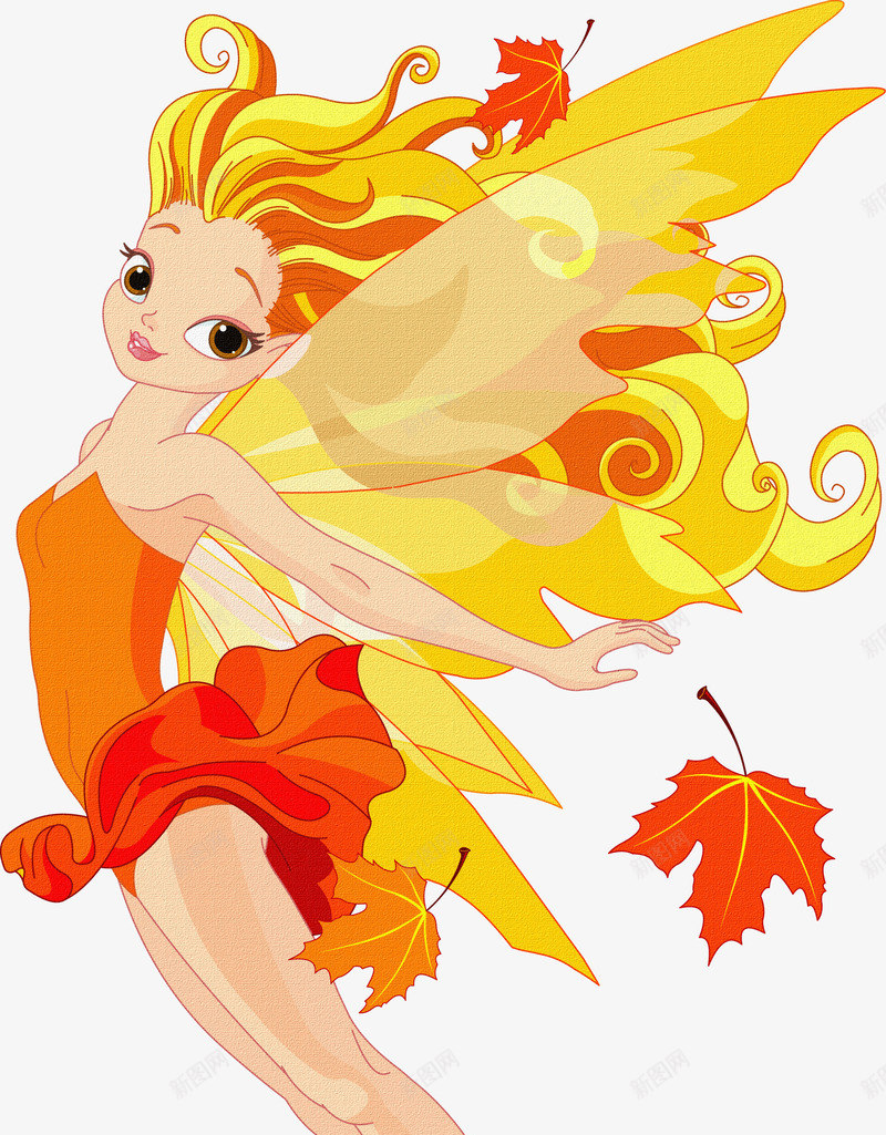 精灵png免抠素材_88icon https://88icon.com 卡通 小女孩 枫叶 精灵