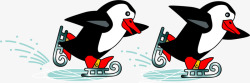 冬日卡通滑雪企鹅素材