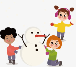 开心打雪仗朋友一起堆雪人高清图片
