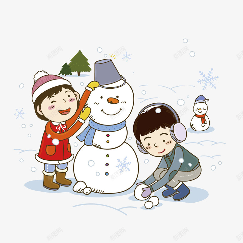开心的堆雪人png免抠素材_88icon https://88icon.com PNG免抠图 PNG免抠图下载 下雪天 儿童 冬季 玩耍 童趣
