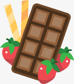 草莓蛋卷美味巧克力矢量图素材