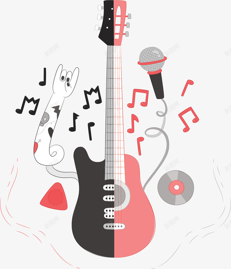 彩色拼图吉他海报矢量图ai_88icon https://88icon.com 卡通吉他 吉他 矢量png 音乐节 音乐节吉他 矢量图