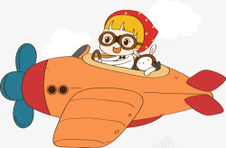 卡通可爱飞机卡通小人素材