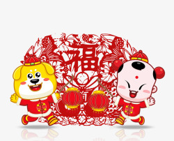新年中国风红色福娃素材