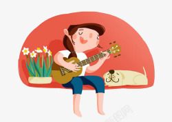 弹吉他的小孩素材
