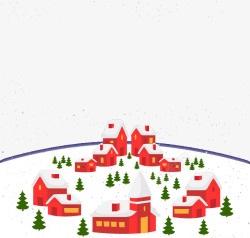 圣诞小村庄卡通圣诞夜背景高清图片