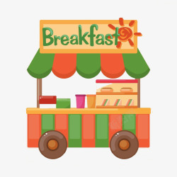 卡通手绘早餐车素材