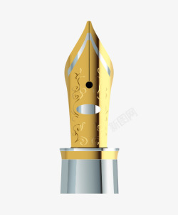 金色银色笔尖钢笔一只素材