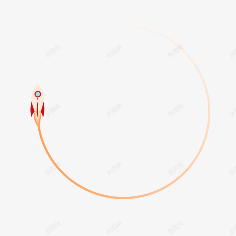 科技边框png免抠素材_88icon https://88icon.com 圆形 橙色 火箭轨迹 现代科技边框 简约