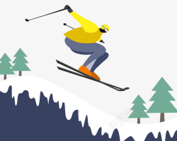 滑雪卡通手绘插画人物素材