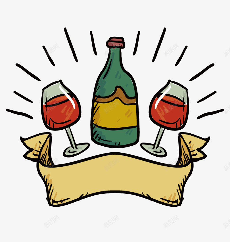 红酒杯矢量图ai免抠素材_88icon https://88icon.com 卡通 横幅 红酒 酒水 矢量图