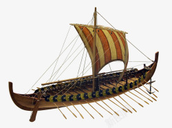 木制帆船带划桨3d建模素材