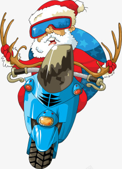 蓝色麋鹿圣诞节酷炫圣诞老人高清图片