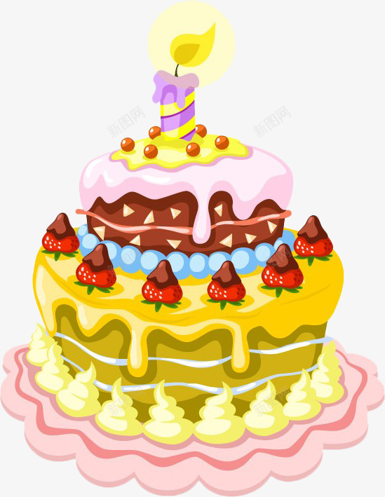 卡通可爱奶油蛋糕png免抠素材_88icon https://88icon.com 卡通奶油 卡通蛋糕 巧克力味 庆祝 彩色卡通蛋糕 手绘蛋糕 甜品 生日 草莓 蛋糕 蜡烛