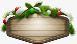 圣诞节元素木板形状植物树叶素材