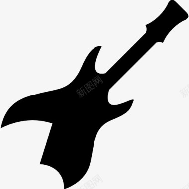 电吉他乐器的黑色剪影图标图标
