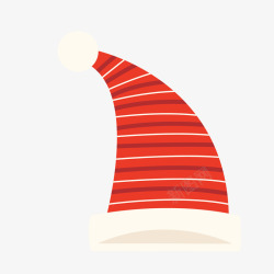 红白色直线花纹卡通圣诞帽矢量图素材