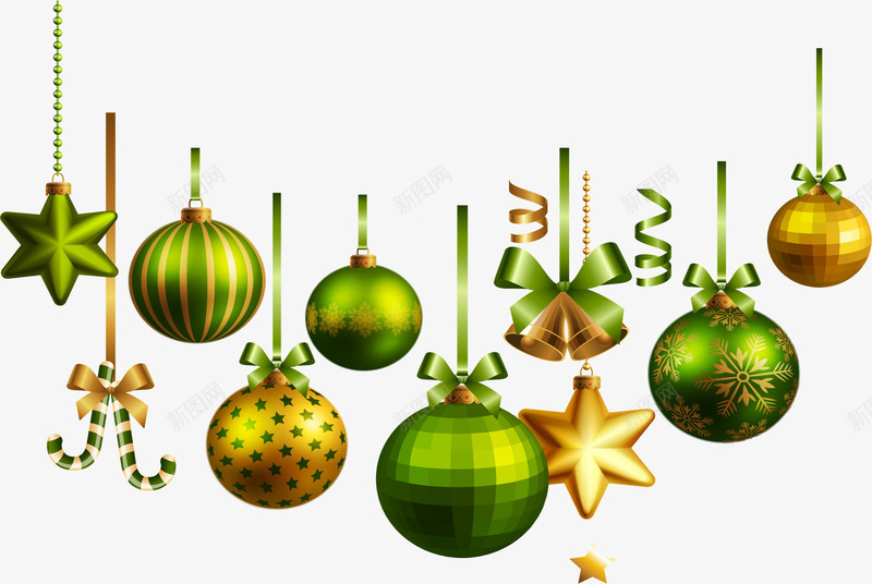 圣诞铃铛挂件png免抠素材_88icon https://88icon.com 圆球 圣诞图片 圣诞素材 圣诞素材库 圣诞素材库图片 手绘 星星 绿色
