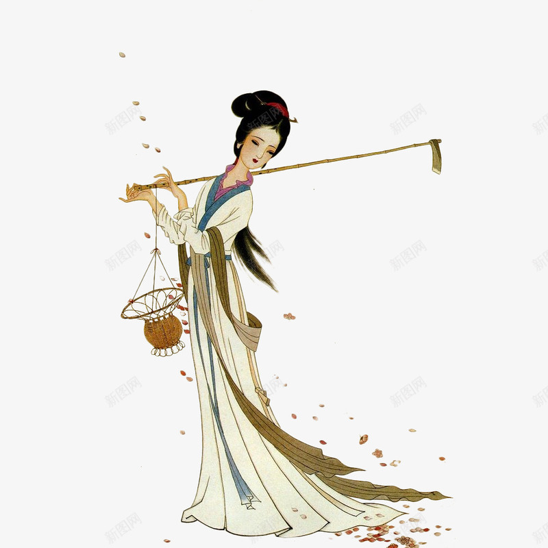 红楼梦插画人物黛玉葬花png免抠素材_88icon https://88icon.com 古典 手绘 插画 曹雪芹 林黛玉 红楼梦 红楼梦服饰 美女 葬花