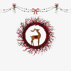卡通梅花鹿圣诞相框装饰吊饰素材