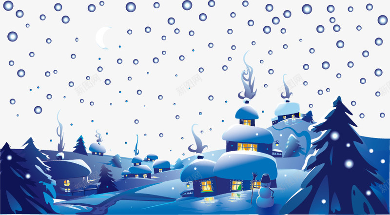 下雪的深夜矢量图eps免抠素材_88icon https://88icon.com 夜晚 大雪 温暖 雪花 矢量图