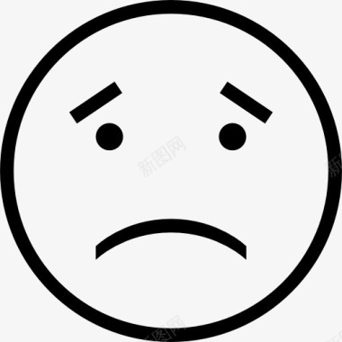 emoji表情悲伤的脸中风图标图标