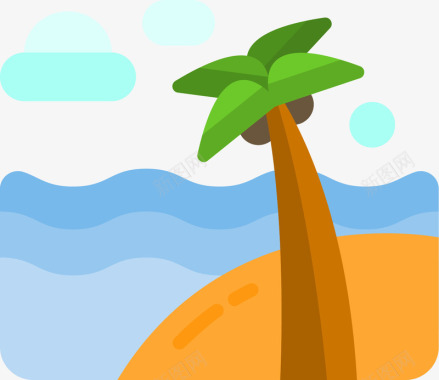 海滩旅游用品海滩椰子树矢量图图标图标