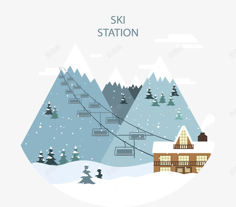 雪山上的滑雪中心矢量图ai免抠素材_88icon https://88icon.com 滑雪 滑雪中心 滑雪场 矢量png 缆车 雪山 矢量图