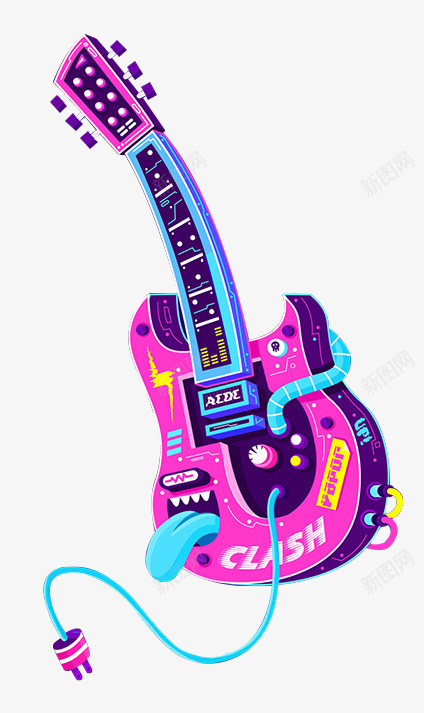 卡通手绘彩色的吉他png免抠素材_88icon https://88icon.com 乐器 创意 动漫动画 卡通手绘 彩色的吉他 新图网 简约