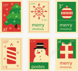 复古风圣诞邮票矢量图素材