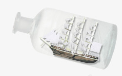 卡通手绘玻璃瓶帆船摆件素材