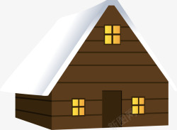 褐色屋子褐色雪地小屋高清图片