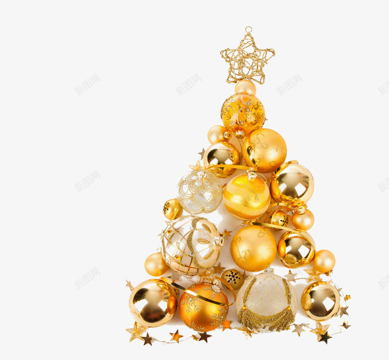 圣诞彩球png免抠素材_88icon https://88icon.com 圣诞彩球 圣诞树造型 装饰 金色
