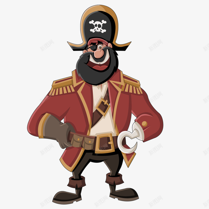 面带笑容的海盗船长矢量图ai免抠素材_88icon https://88icon.com 人物设计 卡通 帽子 手绘 海盗 笑容 船长 矢量图
