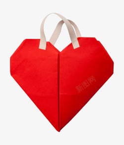 红色心形折纸手提袋素材
