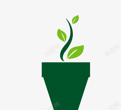 logo卡通绿色植物简笔画LOGO图标图标