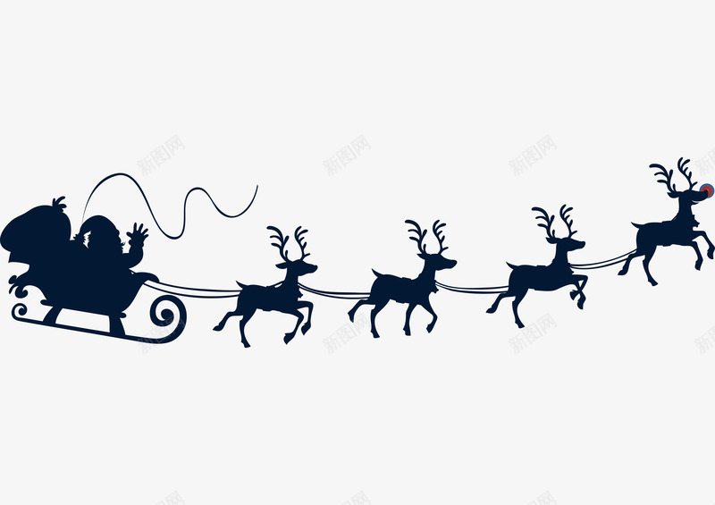 黑色圣诞麋鹿拉车装饰png免抠素材_88icon https://88icon.com 圣诞 拉车 装饰 麋鹿 黑色