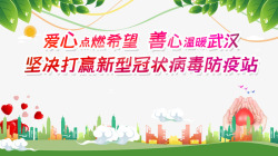 武汉加油海报图新型冠状病毒武汉加油树叶城市爱心高清图片