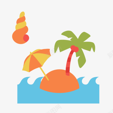 旅游椰子树遮阳伞旅游主题元素素矢量图图标图标