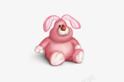 手绘卡通粉色兔子玩偶素材