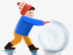 滚雪球素材彩绘滚雪球的孩子高清图片