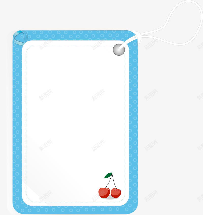 蓝色樱桃边框png免抠素材_88icon https://88icon.com 卡通 吊牌 手绘 樱桃 水果 线条 蓝色 边框