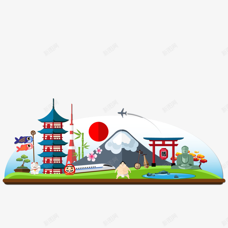 日本建筑png免抠素材_88icon https://88icon.com 卡通 大阪城 日本 樱花