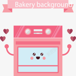 粉红色烘焙店烤箱矢量图素材